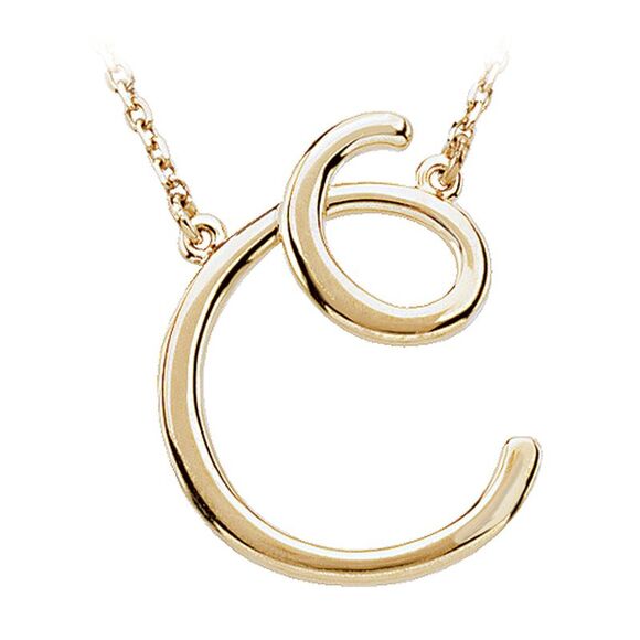 14k Yellow Gold, Olivia Collection, Medium Script Initial C Necklace - Picture 1 of 4